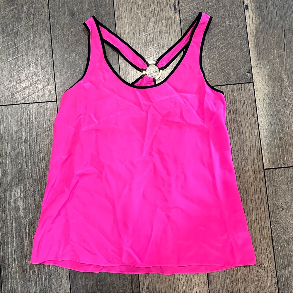 Juicy Couture 100% Silk Pink Tank with Black Trim, Size XS